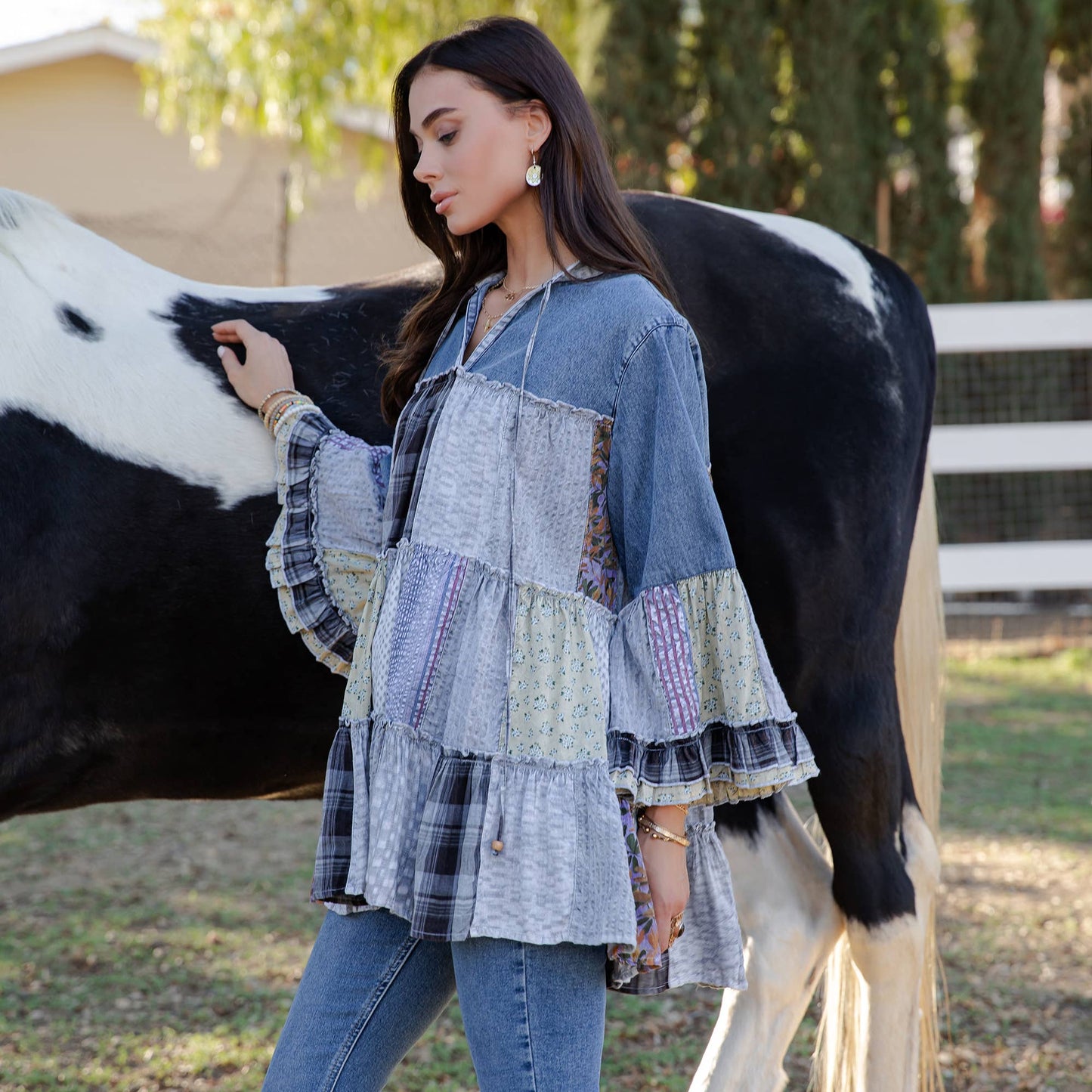 Artistic Fusion Overdyed Jhabla Patchwork Top