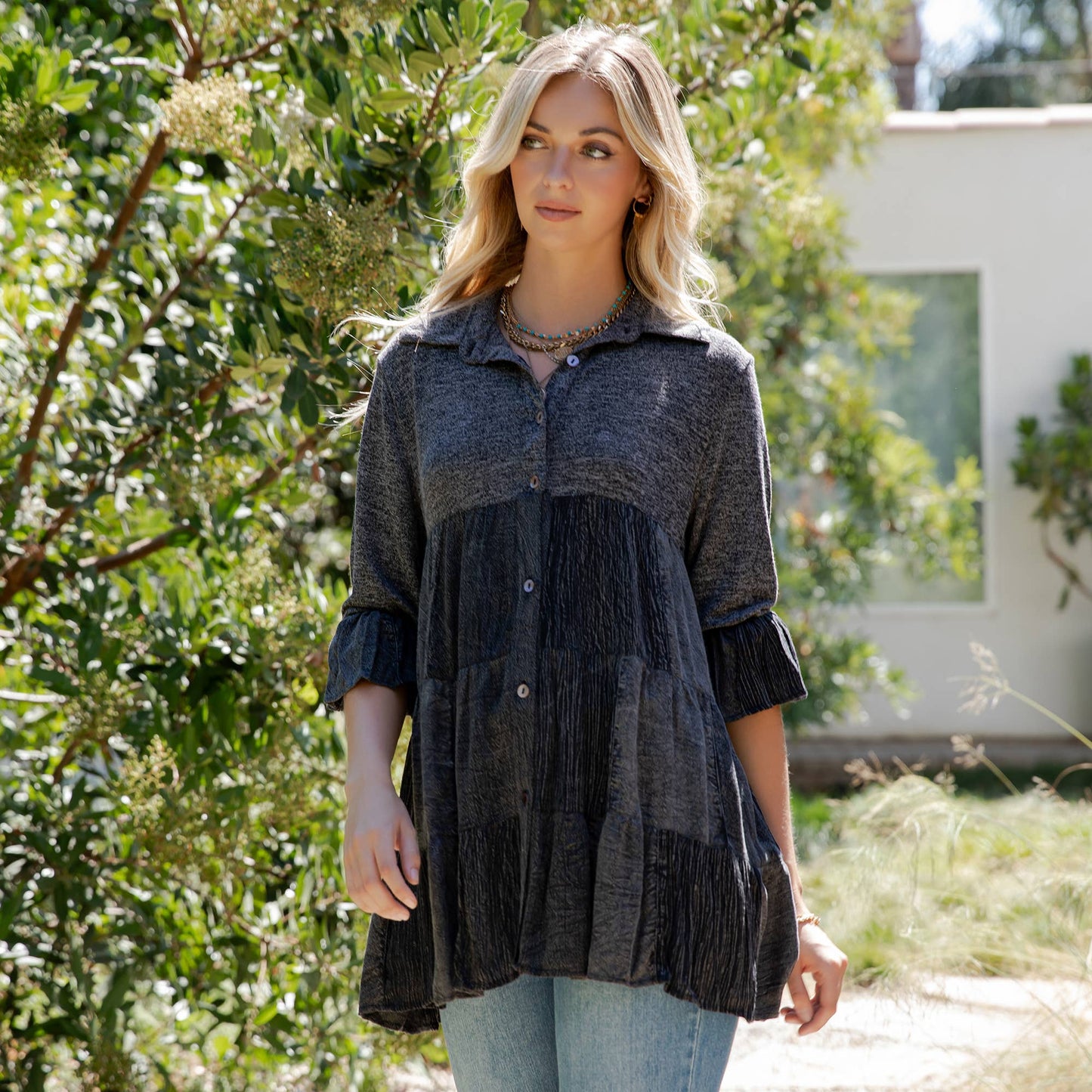 3/4 Ruffle Sleeves Western Blouse Top (New Color)