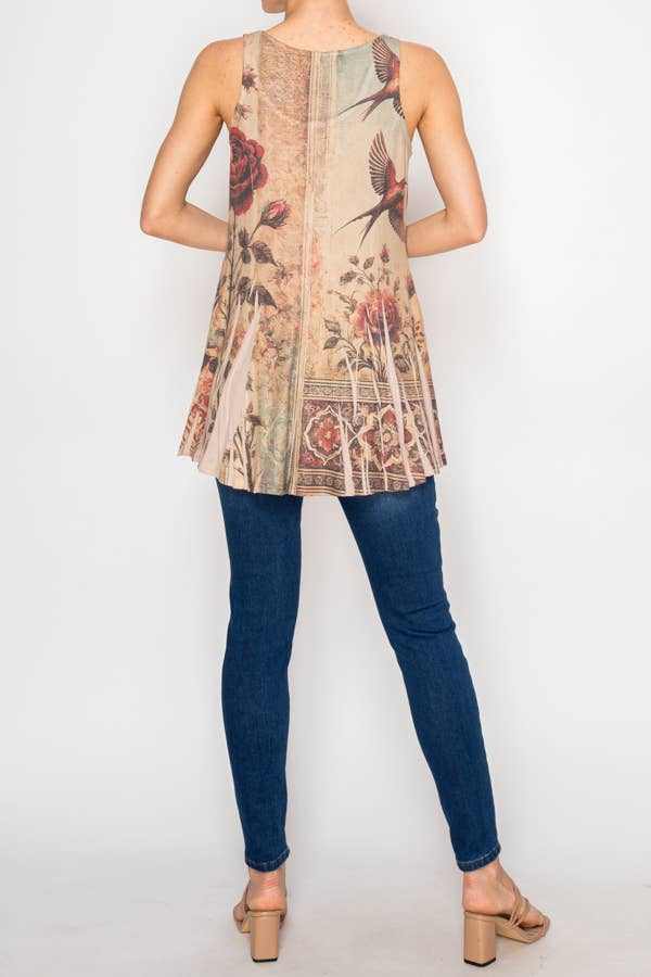Soft Flowy Tunic Tank with Hidden Pockets - 501-T16TP-VINTAGE BI
