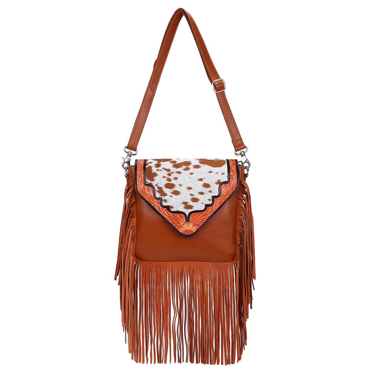 Leather Cowhide Western Hand Tooled Women Crossbody Bag