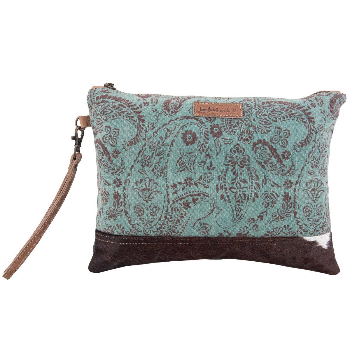 Canvas Leather & Cowhide Paisley Print Women's Utlity Bag
