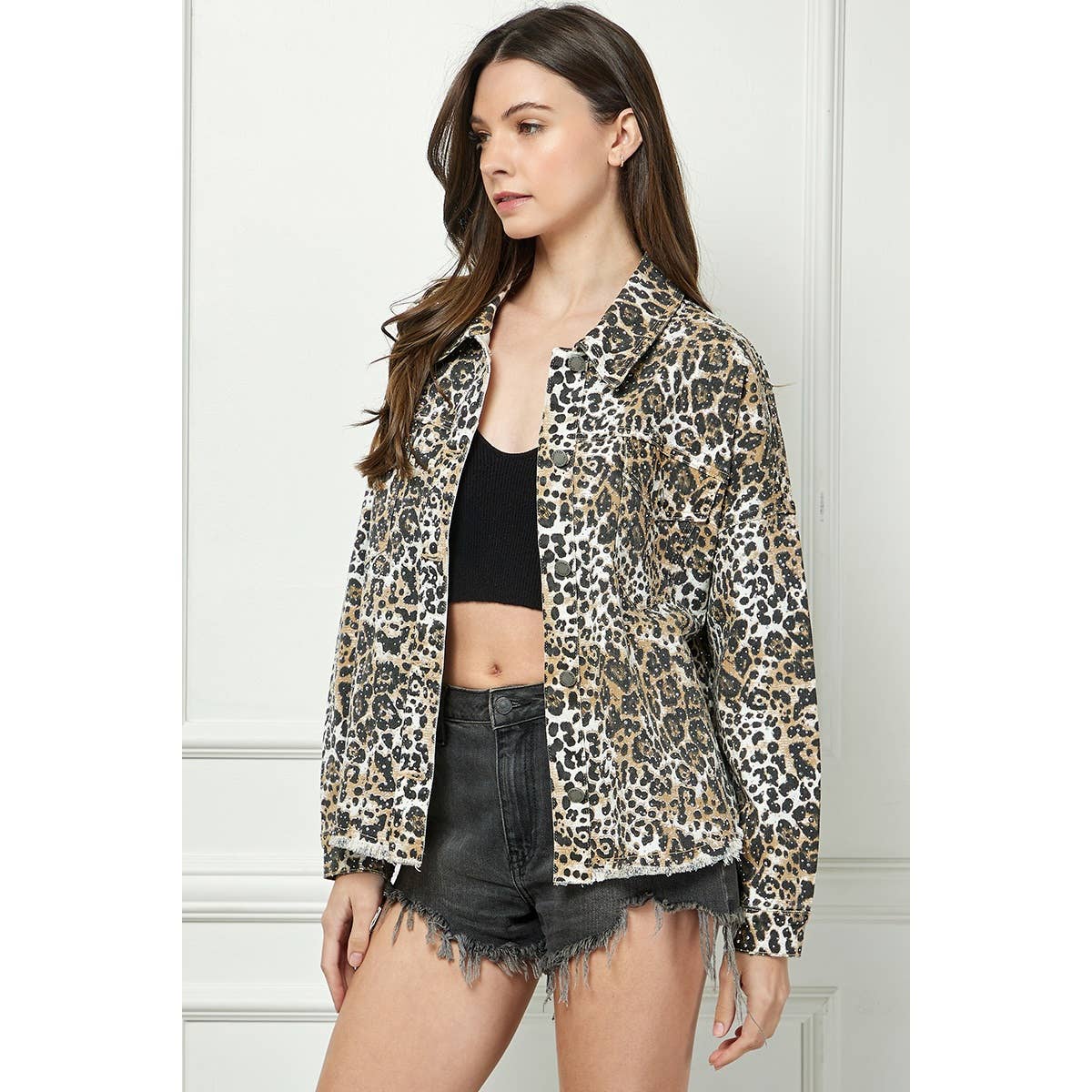 Glitzy Snap Button Denim Shacket