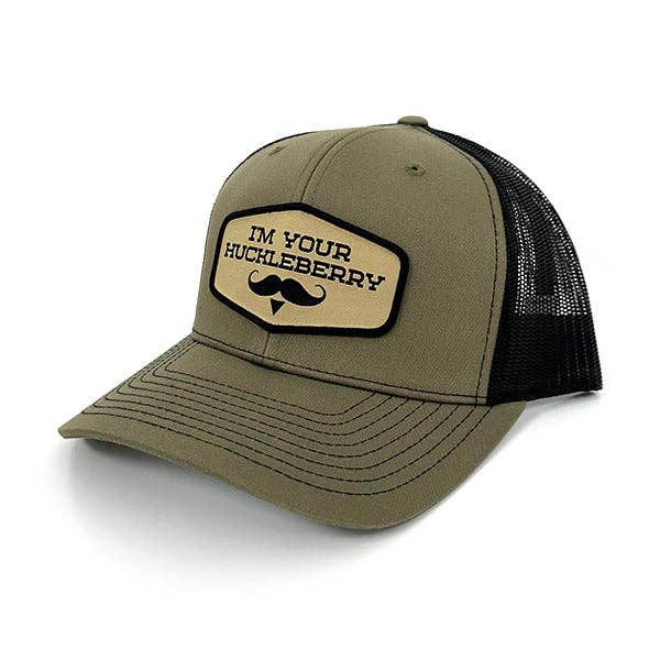 I’m your Huckleberry Woven Patch Hat: Moss And Khaki / Curved Bill Snapback