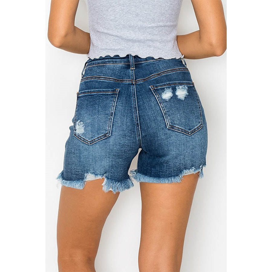 Heavily Destructed Frey Hem Mom Shorts