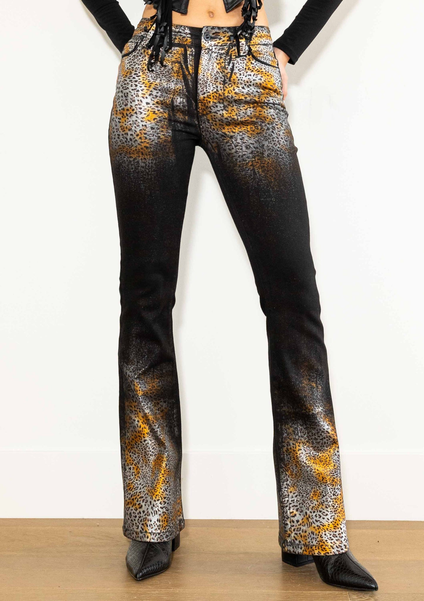 Western Leopard Bootcut Jeans