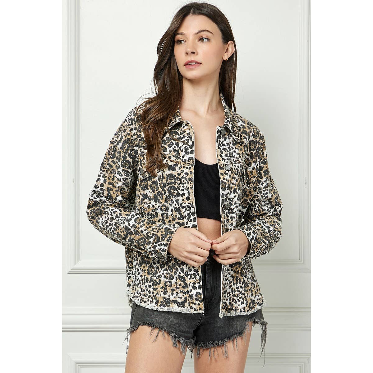 Glitzy Snap Button Denim Shacket