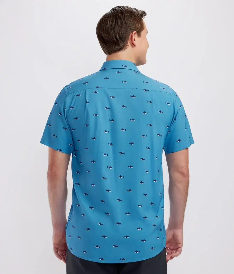 Deep Blue Sea Hawaiian Shirt - Men's Shark Button Down