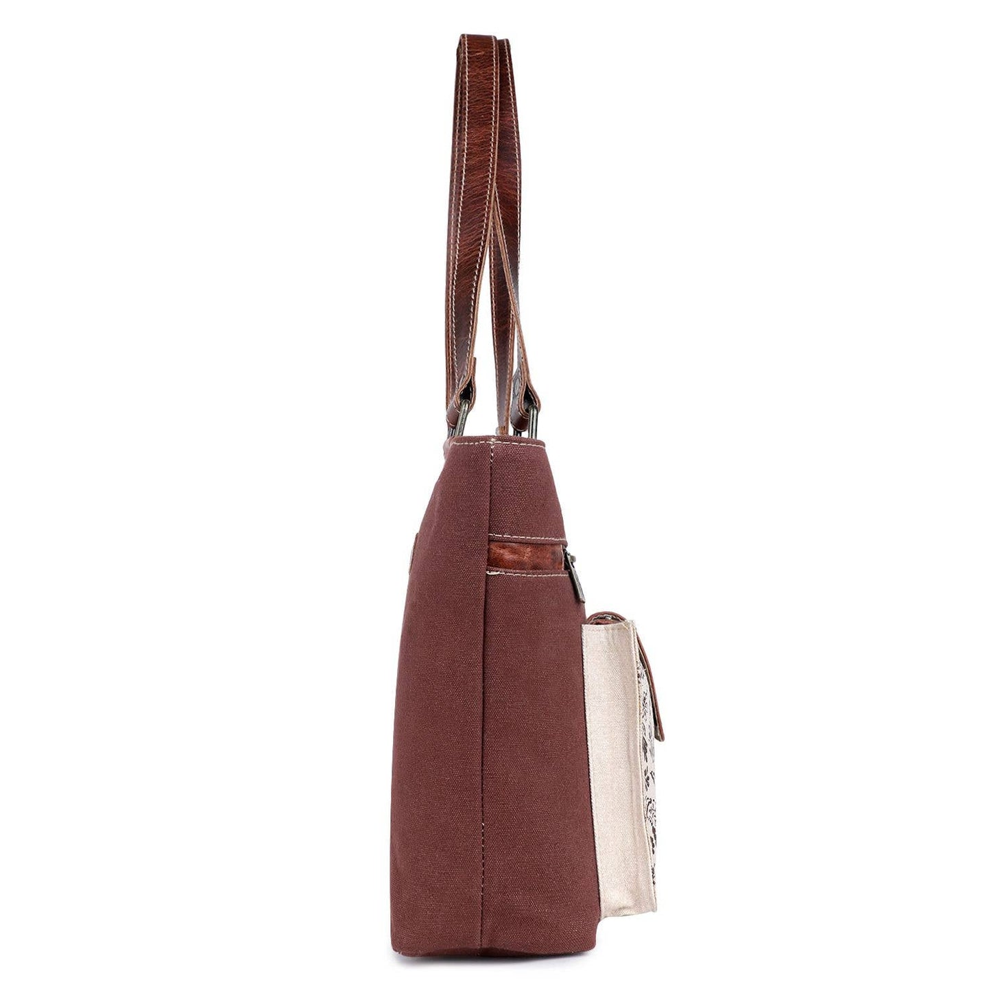 Canvas & Leather Women's Crossbody Bag - Linen/Cordovan