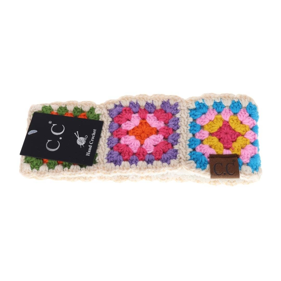 Fuzzy Lined Multi-Color Crochet Fashion Headband for Women