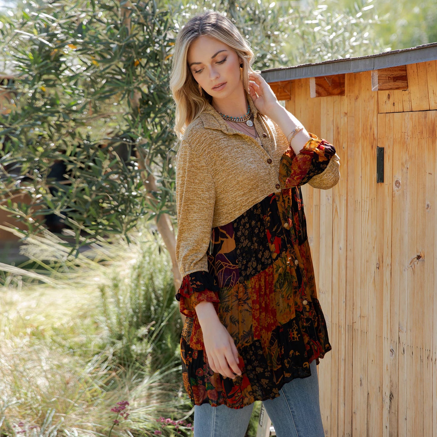 3/4 Ruffle Sleeves Western Blouse Top (New Color)