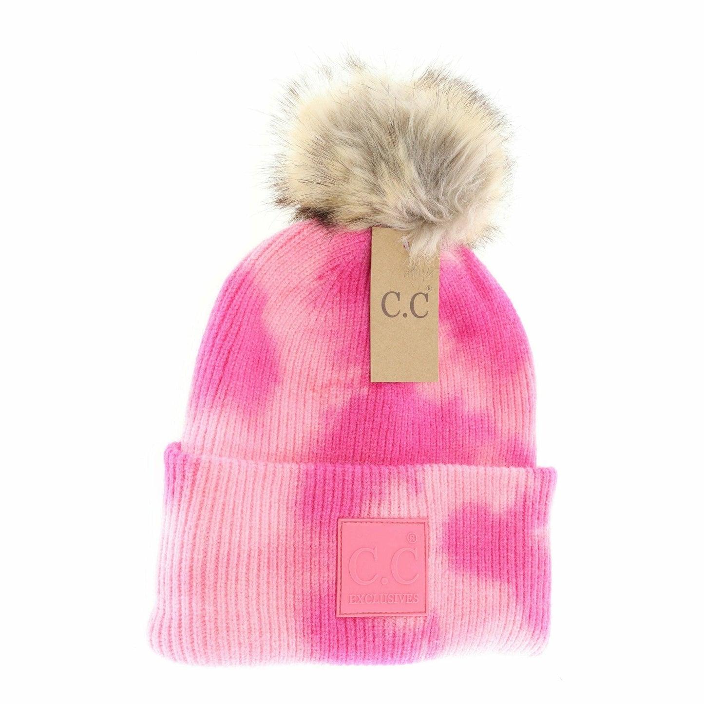 Tie Dye Fur Pom C.C Beanie HAT7380POM