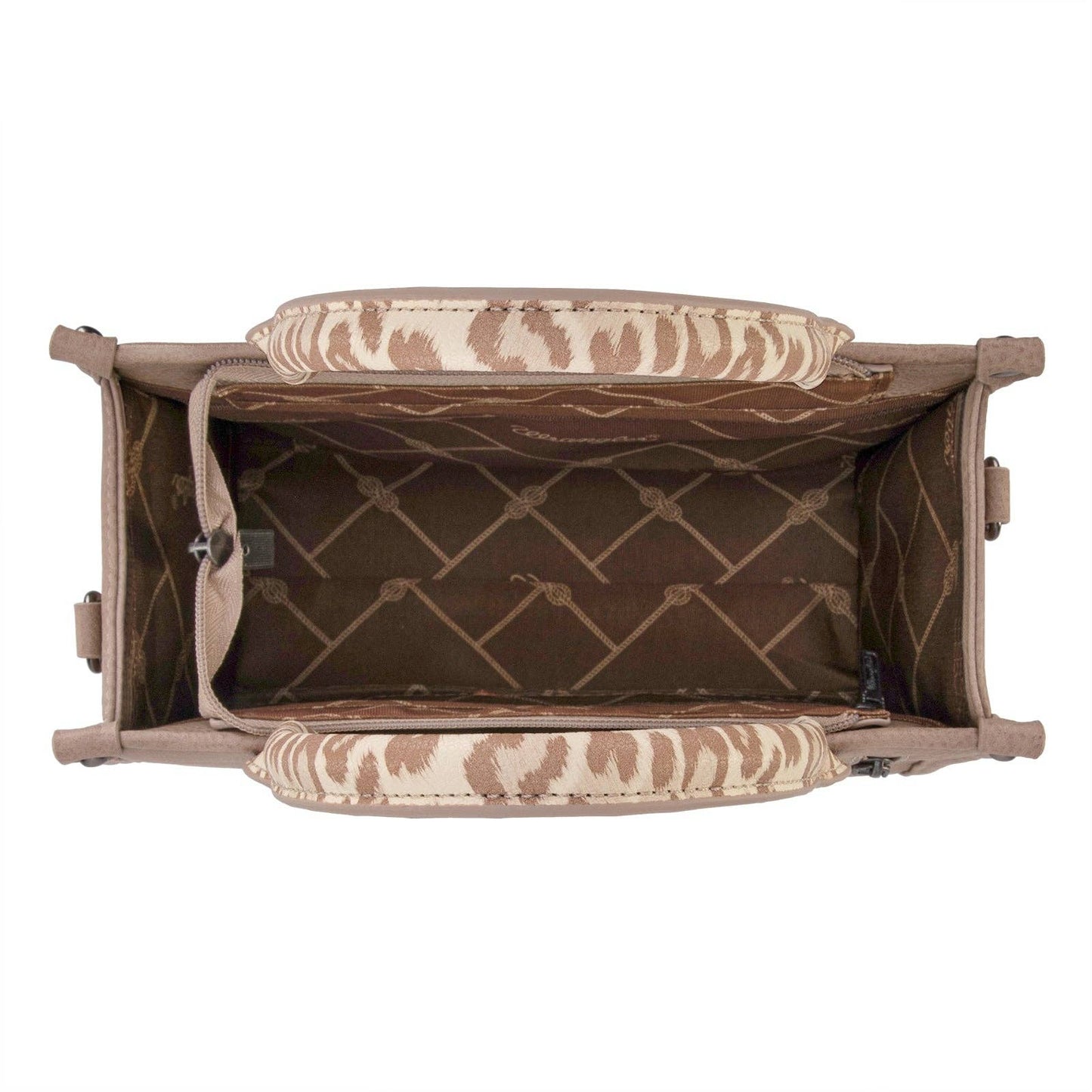 WG102-8120S  Wrangler Cow Print Concealed Carry Tote/Crossbody - Tan