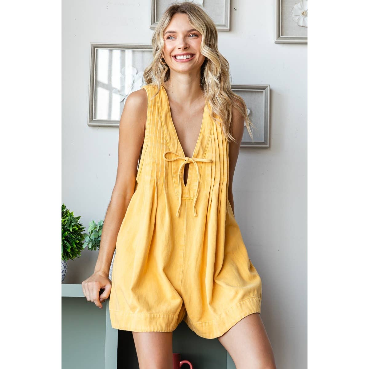 V-neck Puff Sleeve Denim Short Dress