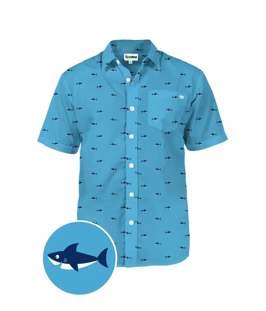Deep Blue Sea Hawaiian Shirt - Men's Shark Button Down