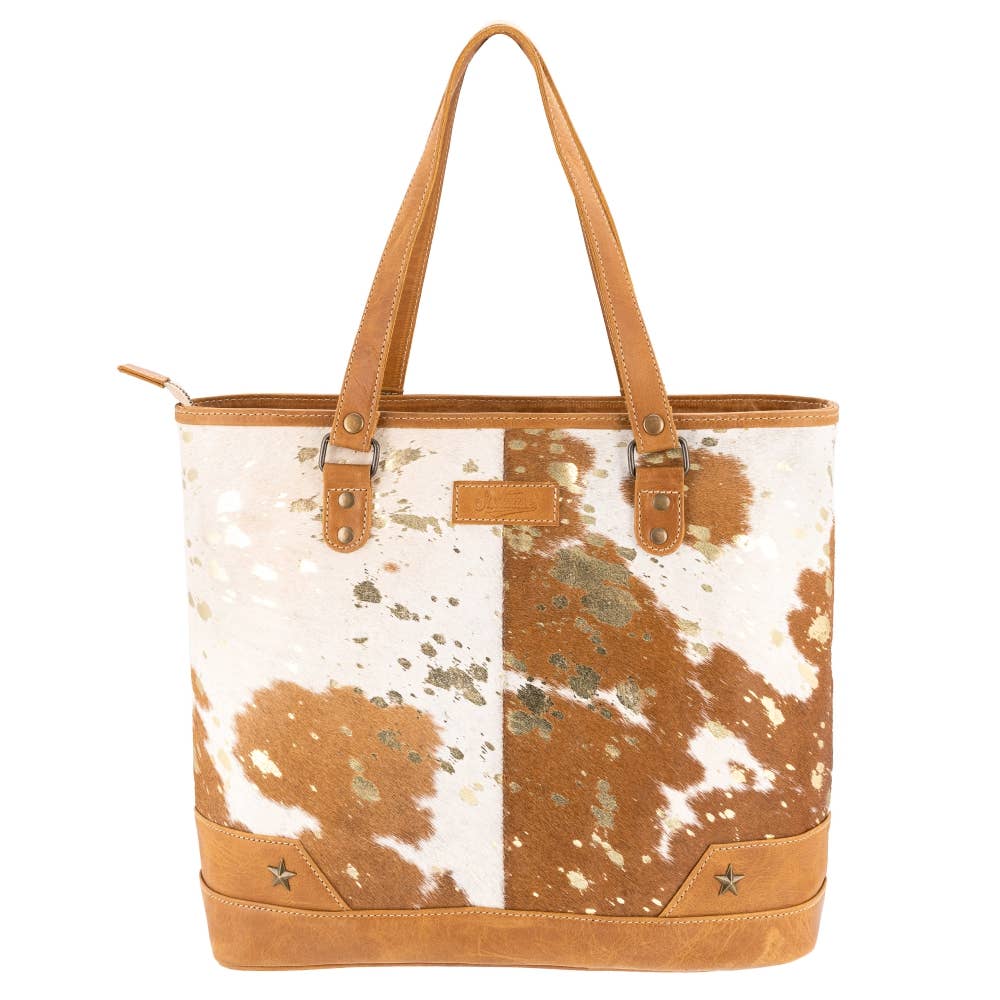 Full Grain Leather & Acid Wash Cowhide Tote Bag - Women's