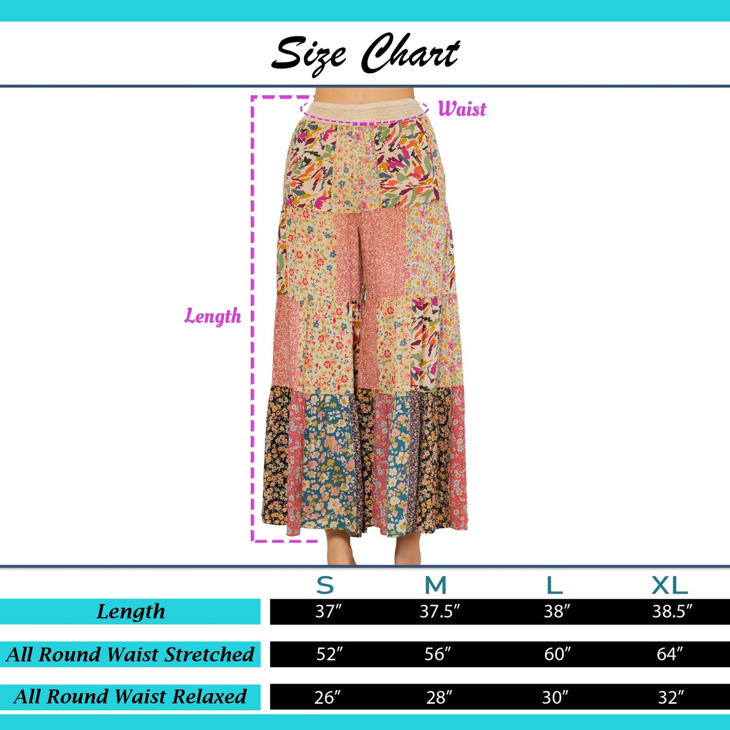 Printed Patchwork Overdyed Pants With 4 Tiers