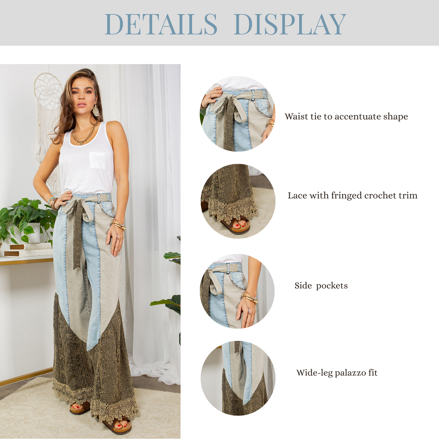 Wild West Lace Rhapsody Denim Lace Flare Pants