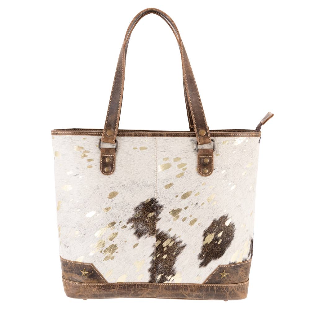 Full Grain Leather & Acid Wash Cowhide Tote Bag - Women's