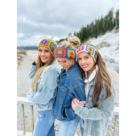 Fuzzy Lined Multi-Color Crochet Fashion Headband for Women