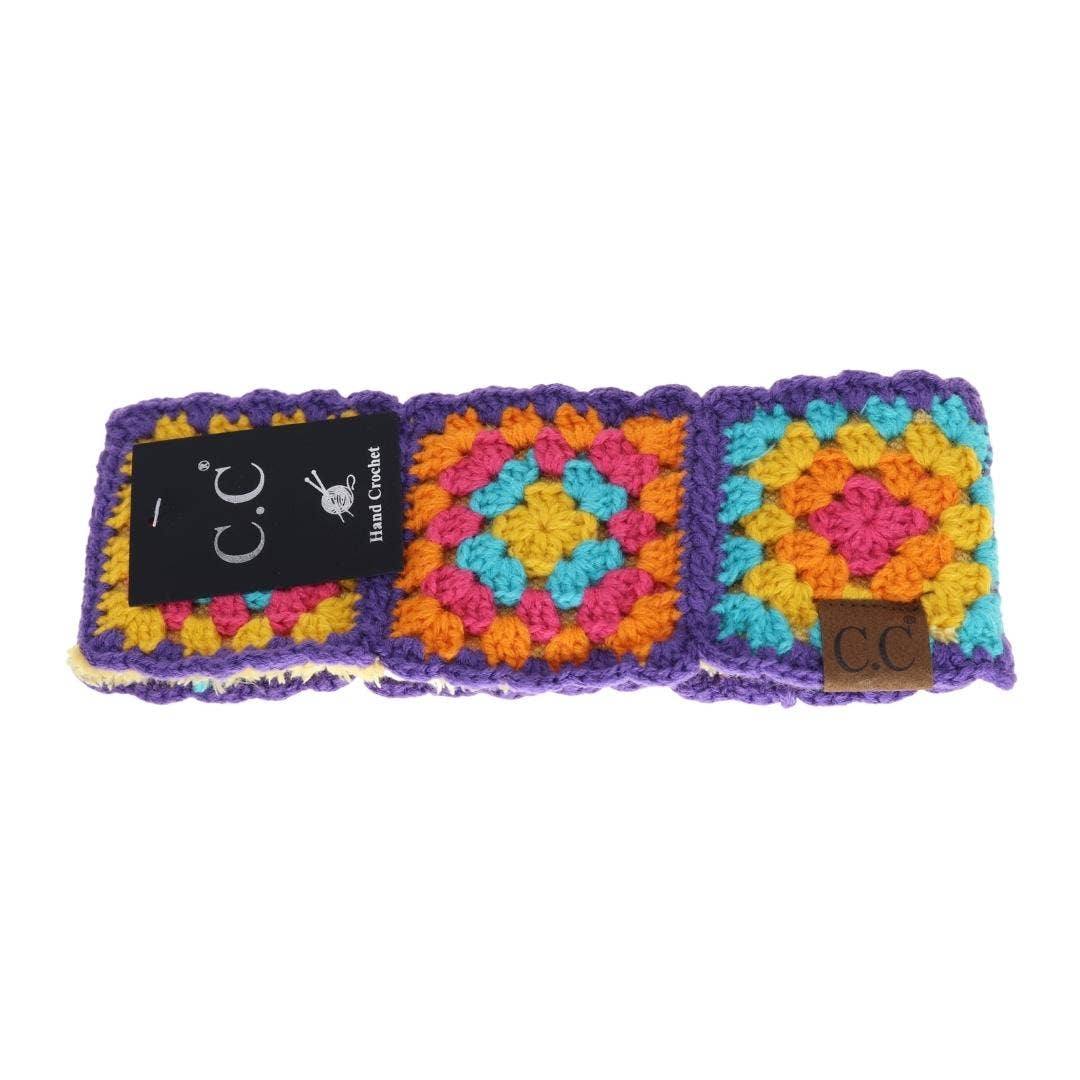 Fuzzy Lined Multi-Color Crochet Fashion Headband for Women