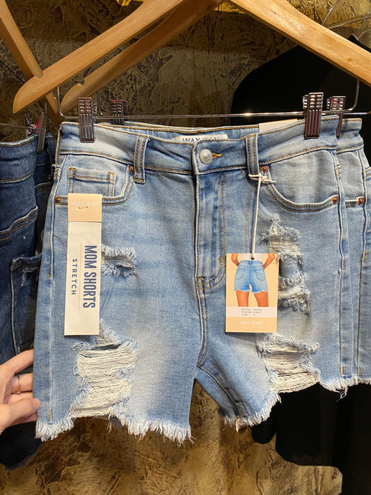 Light denim jean shorts