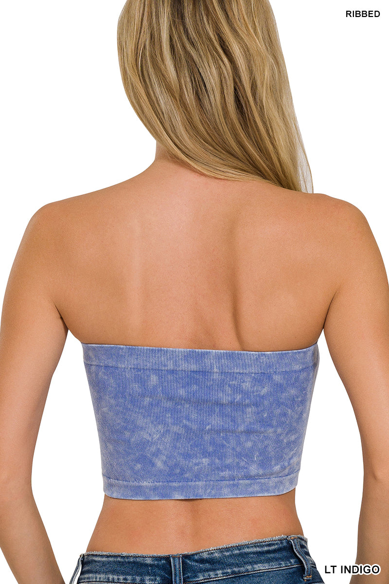 Washed Ribbed Seamless Tube Top
