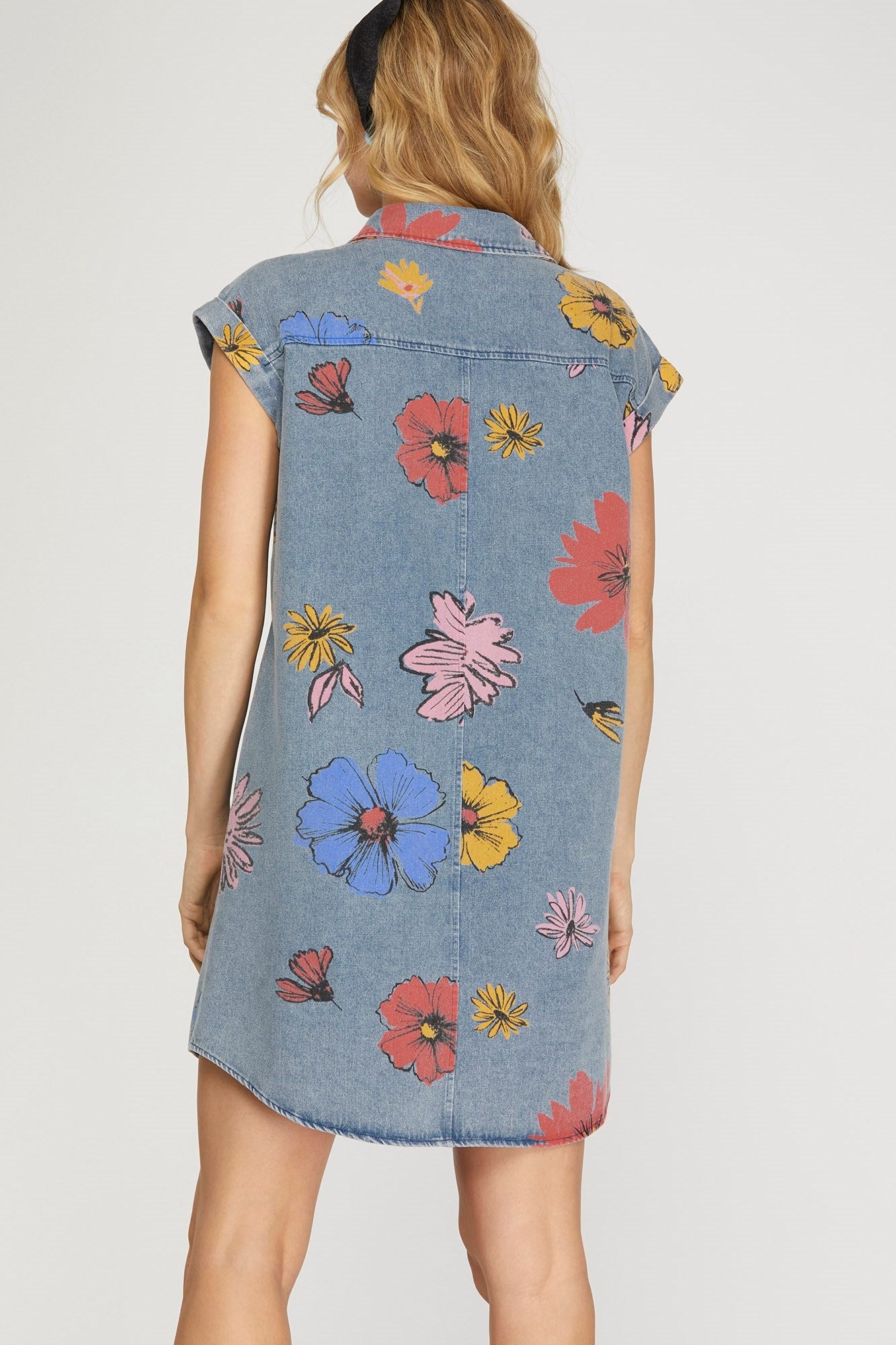 Floral Print Denim Shirt / Dress