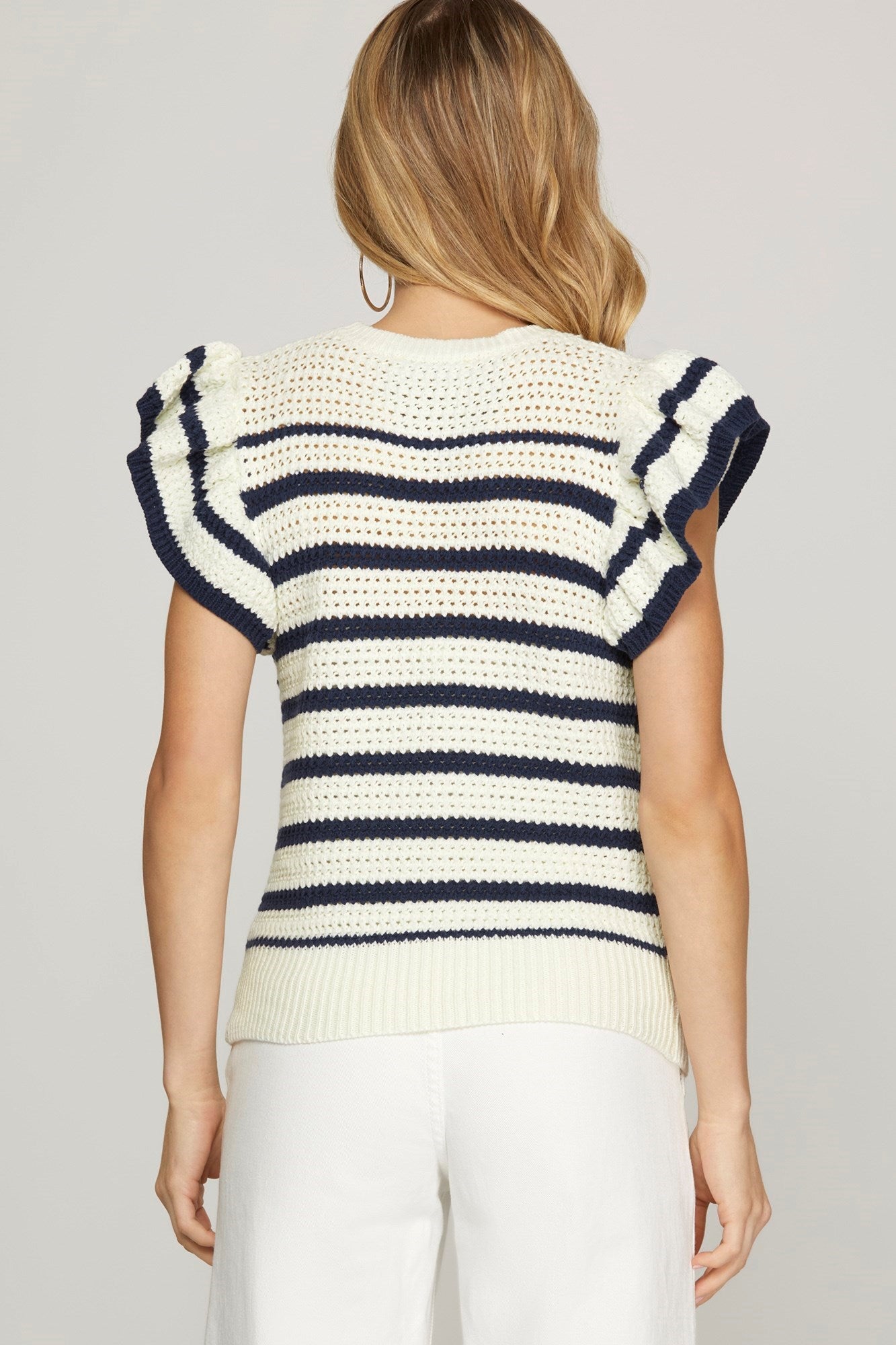 Ruffled Sleeve Crochet Top