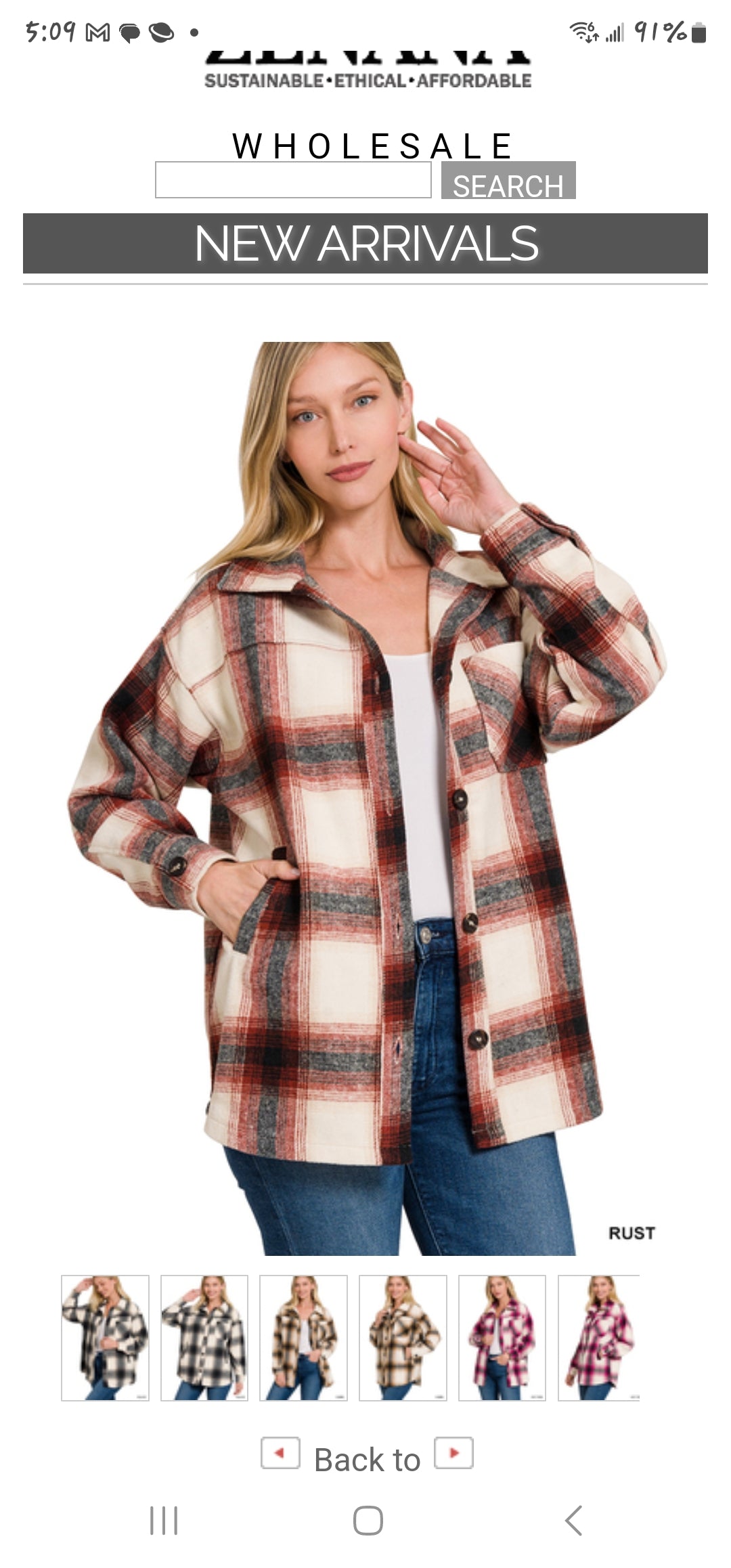 Plaid Shacket (Rust)