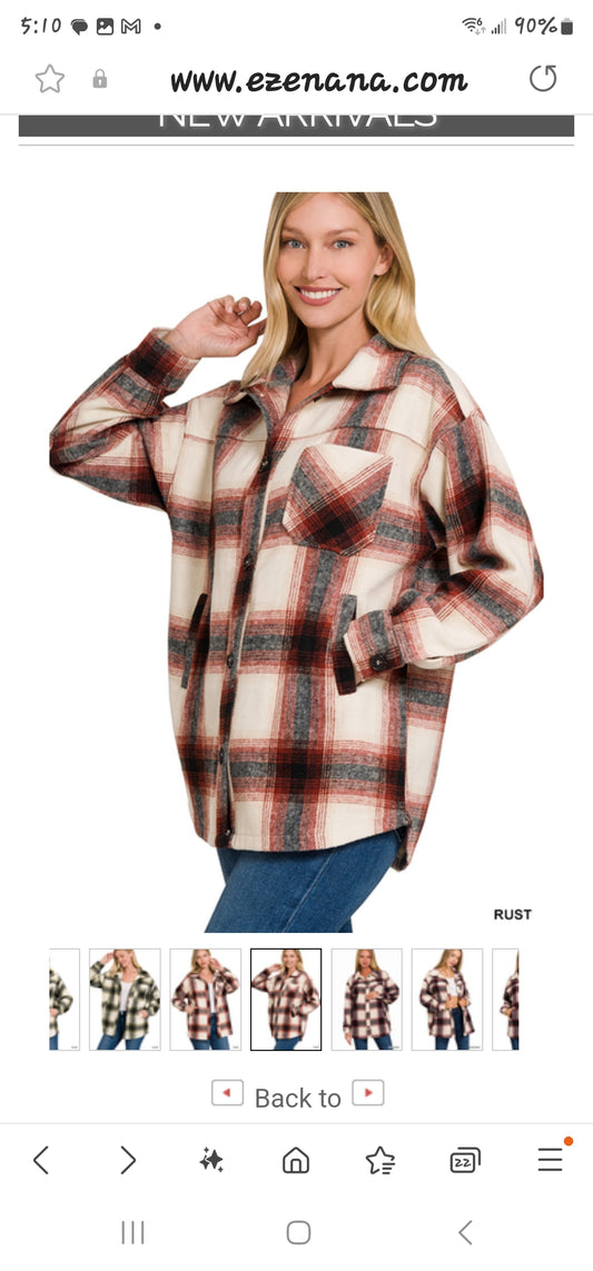 Plaid Shacket (Rust)