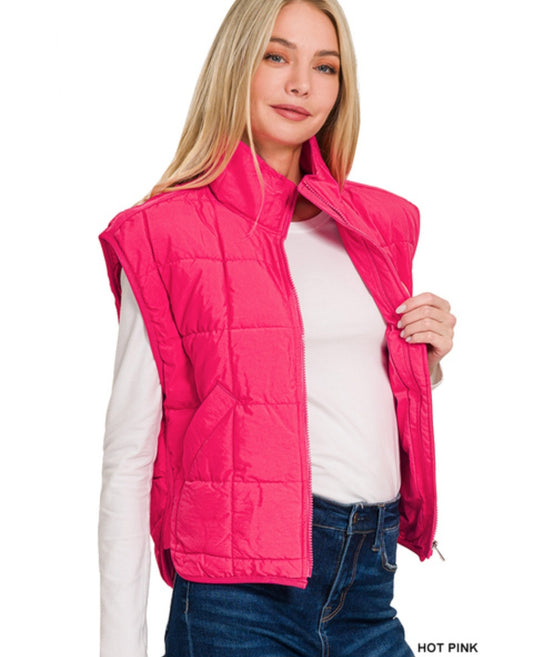 Zenana Hot Pink Puffer Vest