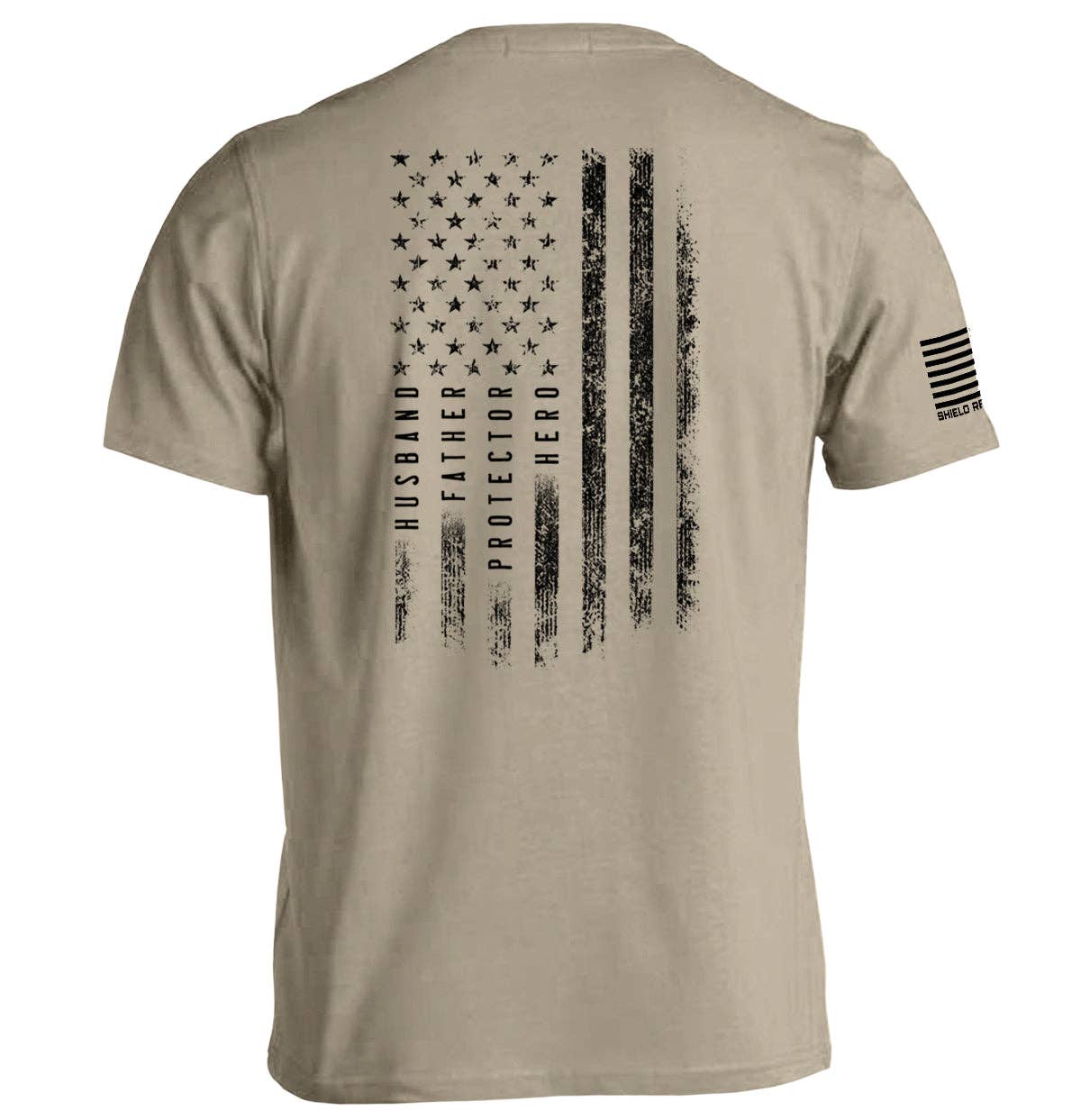 Husband Father Protector Hero American Flag: Tee / white 2X-3X