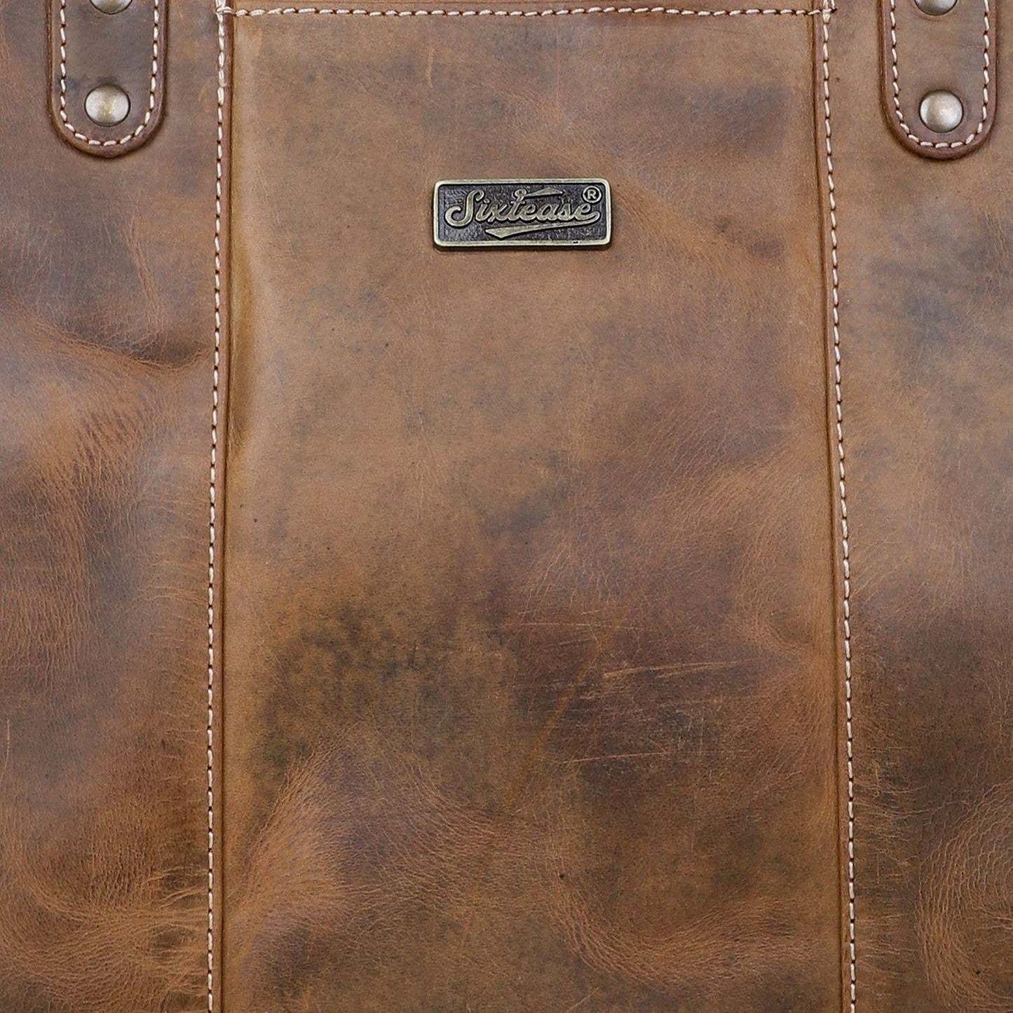 Rustic Leather Women's Tote Bag - Dark Brown