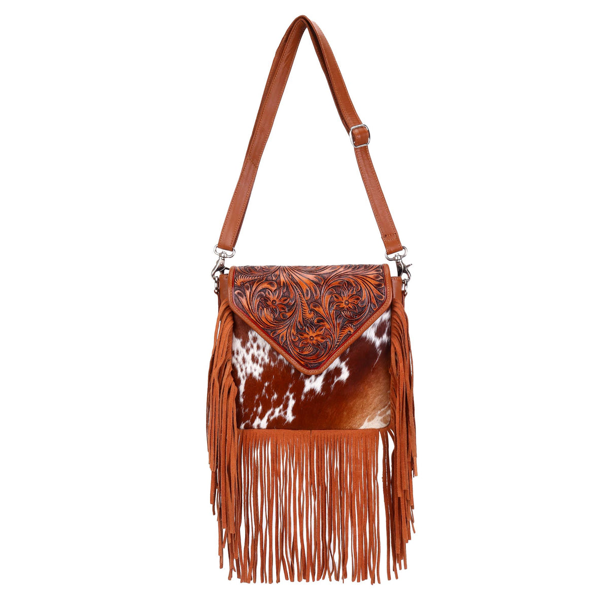 Leather Cowhide Western Hand Tooled Women Crossbody Bag