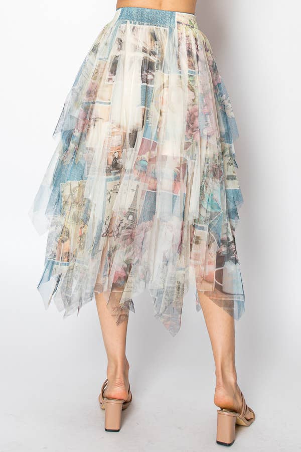 Paris - Dreamy Tiered Tulle Midi Skirt With Floaty Hem