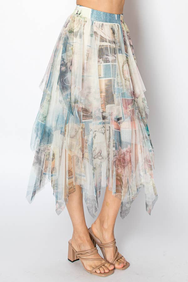 Paris - Dreamy Tiered Tulle Midi Skirt With Floaty Hem