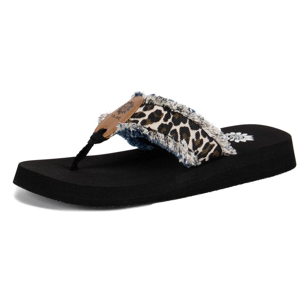 Yellow Box FAYTH Women Tassel Leopard Strap Thong Flip Flops