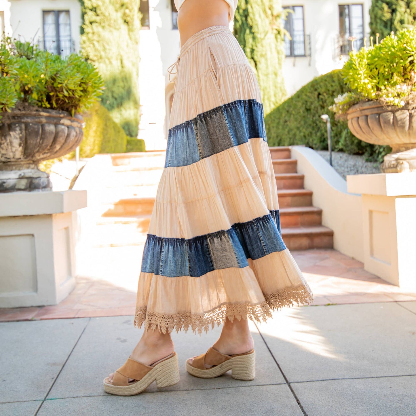Gypsy Grace our newest Long Tiered Western Skirt, Lined With Two Pockets