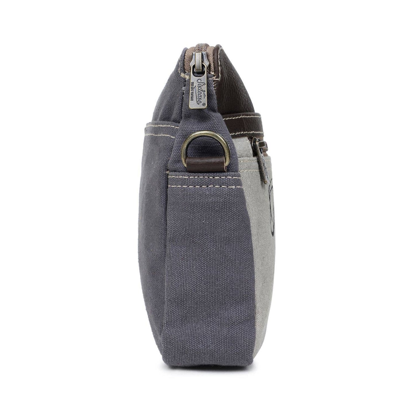 Canvas - Leather Women's Crossbody - Timberwolf/Walnut Grey