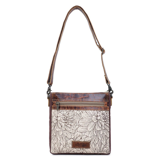 Canvas & Leather Women's Crossbody Bag - Linen/Rose Ebony