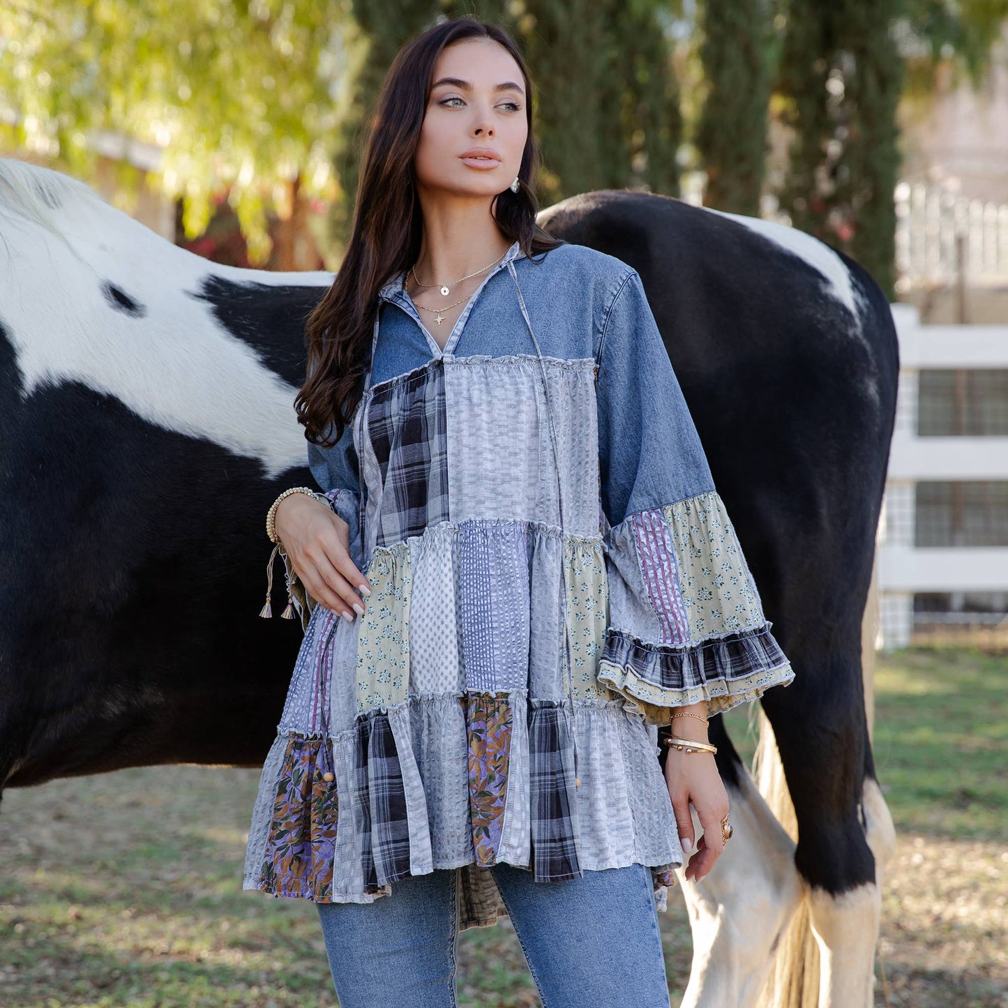 Artistic Fusion Overdyed Jhabla Patchwork Top