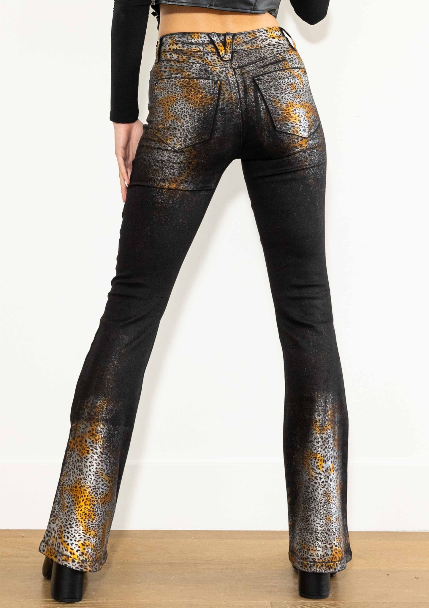 Western Leopard Bootcut Jeans