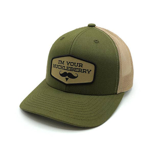 I’m your Huckleberry Woven Patch Hat: Moss And Khaki / Curved Bill Snapback