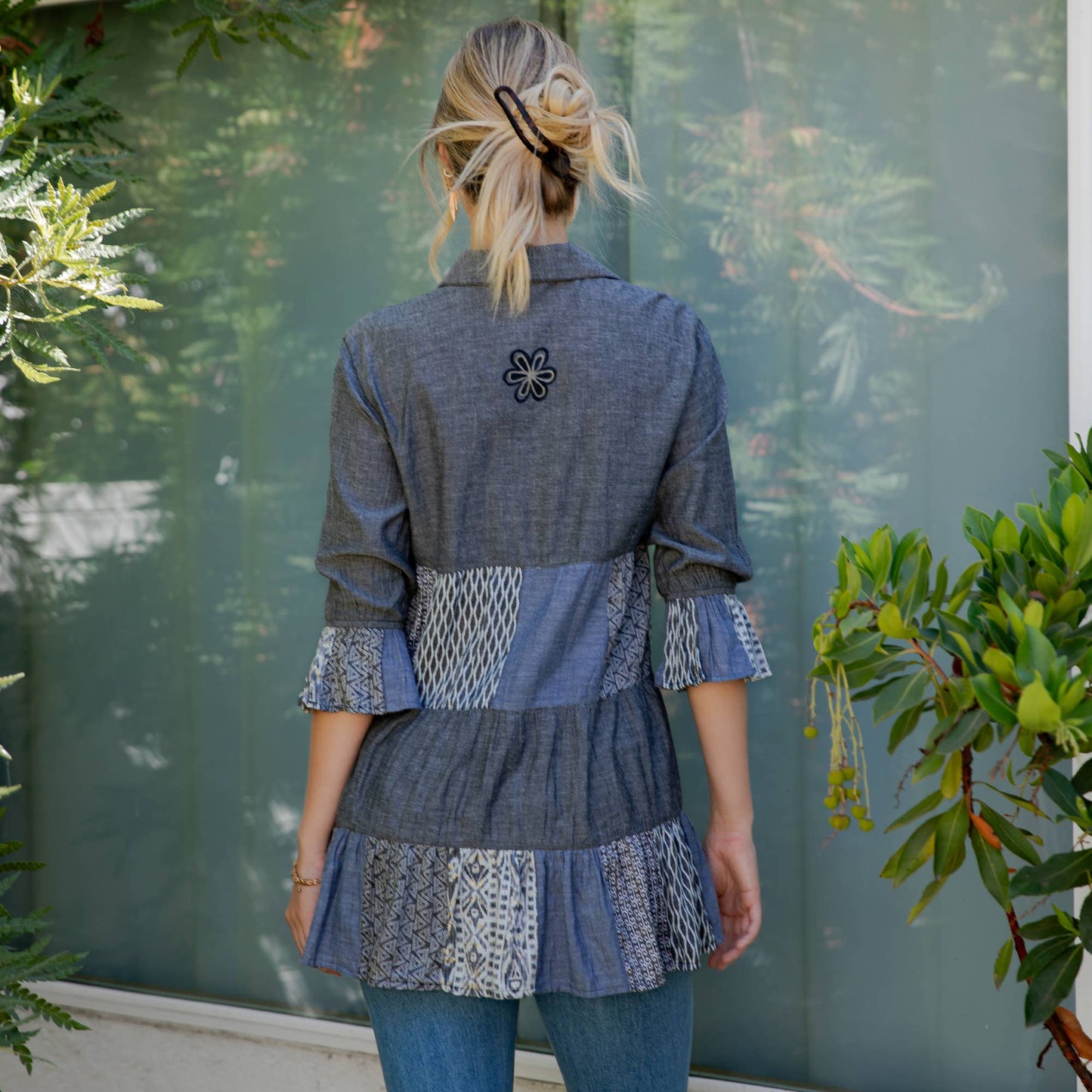 3/4 Ruffle Sleeves Western Blouse Top (New Color)