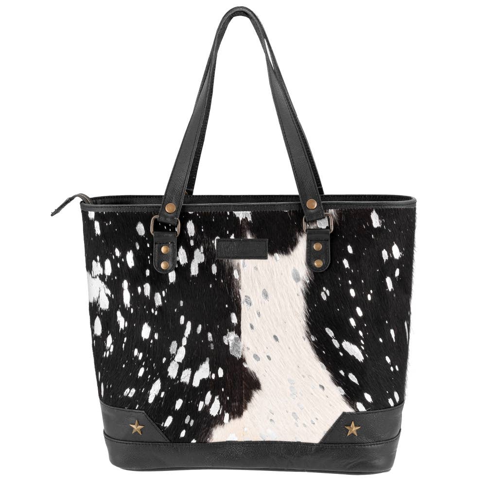 Full Grain Leather & Acid Wash Cowhide Tote Bag - Women's