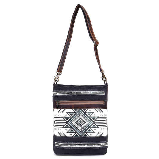 Canvas & Leather Women's Cross Body - Black/White