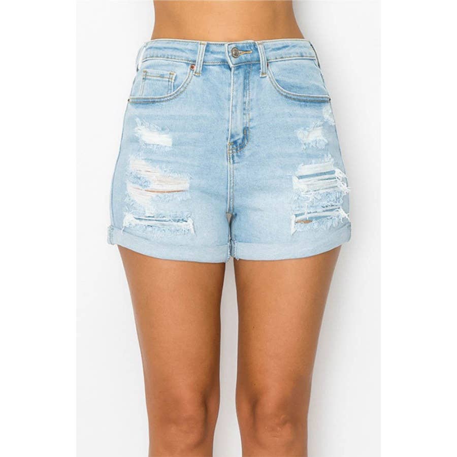 AUTHENTIC RIP AND REPAIR MOM SHORTS CUFFED