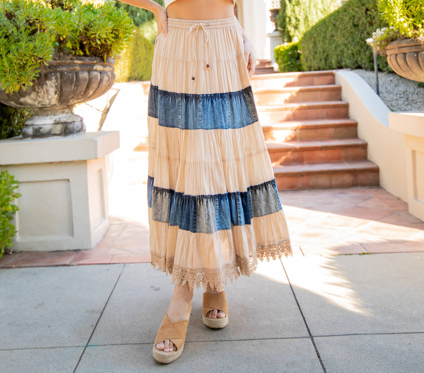 Gypsy Grace our newest Long Tiered Western Skirt, Lined With Two Pockets