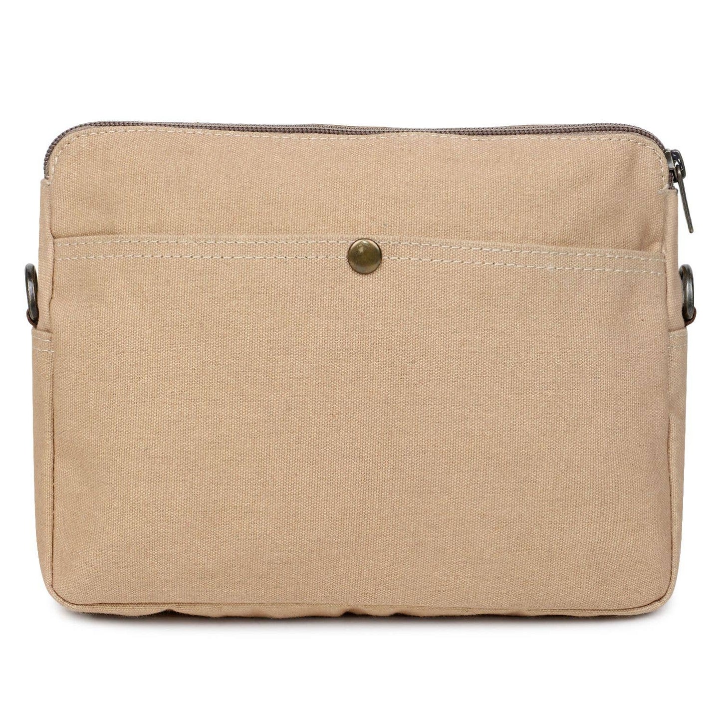 Canvas & Leather Women Crossbody Bag - Dun/Raw Umber