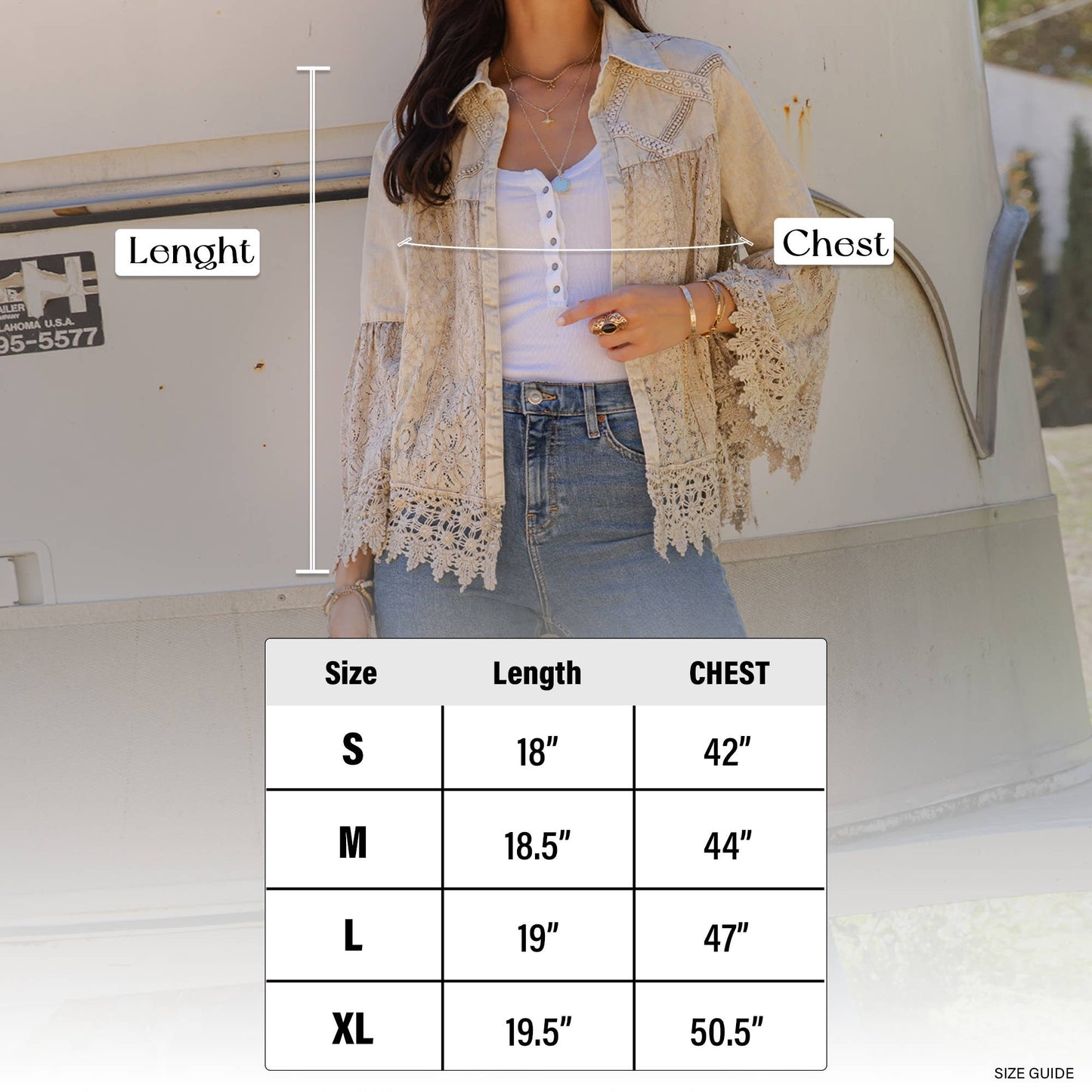 Crochet Denim and Lace Jacket Shrug